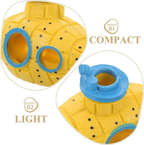 Cabilock Aquarium Ornament Submarine Fish Tank Decoration with Hidden Cave Shrimp Shelter and Fish Hideout for Breeding