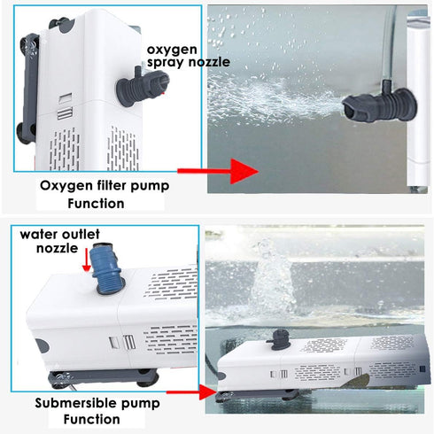 Ultra Quiet 4-in-1 Internal Aquarium Filter, 500-1800L/H Submersible Water Pump for Betta, Turtle, and Pond Fish (30W