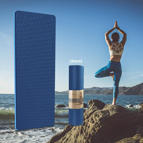 Yoga Mat 1/3 inch QMKGEC Exercise Mats, 8mm TPE Non-Slip Extra Thick Eco Friendly for Yoga Workout Pilates