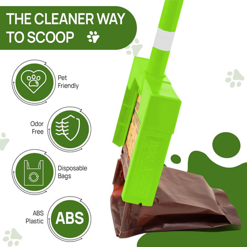 Dispoz-A-Scoop 4-in-1 24" 8 Revolutionary Dog Poop Scooper, Handle & Refill Bags - Fast, Easy, Clean with Disposable