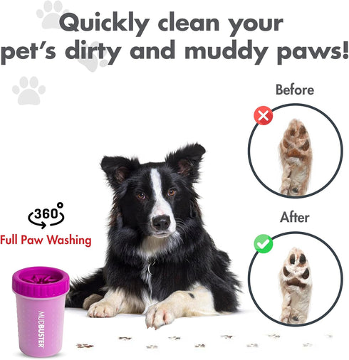 Dexas MudBuster Portable Dog Paw Washer in Fuchsia for Dogs and Cats
