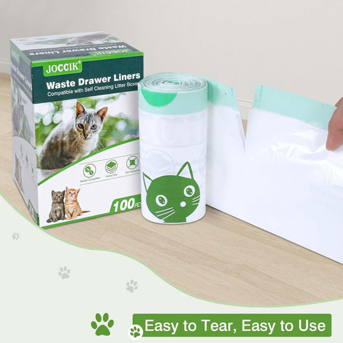 4 3, 100 Pack, Cat Litter Box Liner Compatible with Litter Box Robot & Waste Bags Waste Drawer Liners Heavy Duty White
