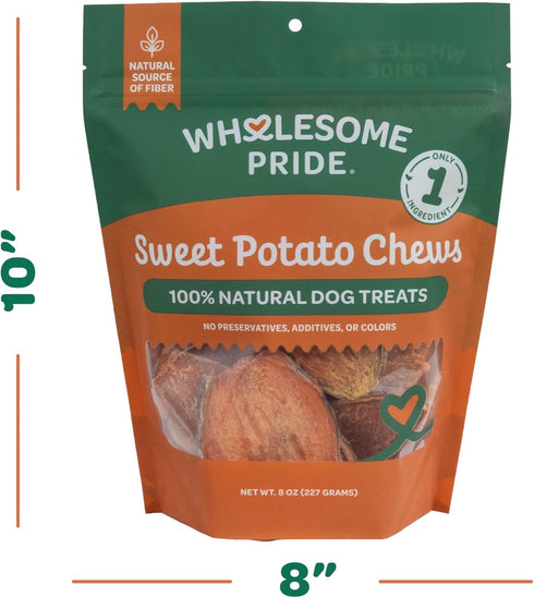 100% 8 oz Wholesome Pride Sweet Potato Chews All-Natural Single Ingredient Dog Treats