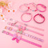 9 Pieces Pink Rhinestones Dog Collar, PU Leather Bling Crystal Collars with Bow, Bone, Heart, Flower for Pets
