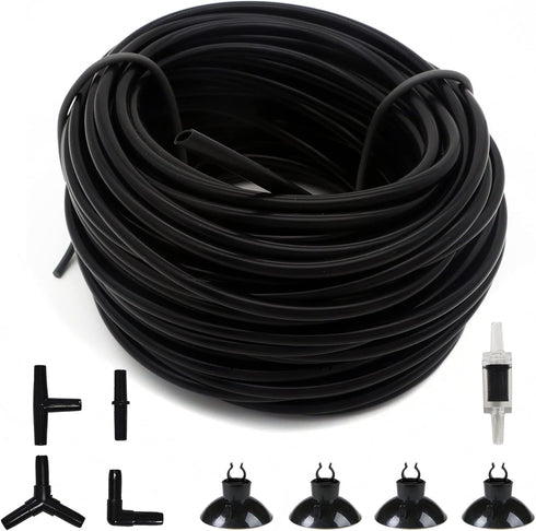 ALEGI 100 Feet 3/16 Inch Standard Aquarium Silicone Airline Tubing with Check Valves and Connectors