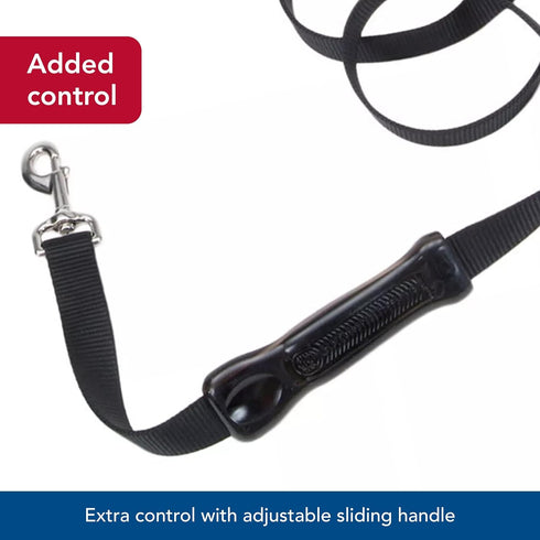 Coastal Pet Insta-Grip Control Handle Dog Leash, Adjustable Traffic Leash for Training, Blue, 1" x 6'