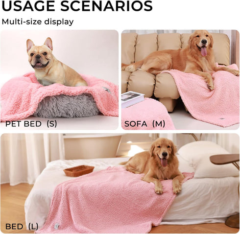 Luciphia Premium Fleece Dog Puppy Blanket, Soft Sherpa Calming Cat Blanket for Small Medium Pets (Pink, 30x20 inches)