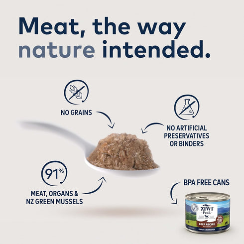 Pack- 6 Pack (6oz ZIWI Peak Wet Dog Food Variety Beef and Chicken, Each)