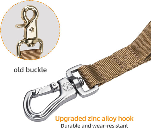 EXCELLENT ELITE SPANKER Tactical Bungee Dog Leash - Military Adjustable with 2 Control Handles (Coyote Brown)