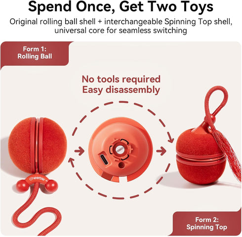 2 1 Duo2 Cheerble in Interactive Cat Toys for Indoor Cats - Wicked Ball Automatic Cat Toy, Dual Interchangeable Shells