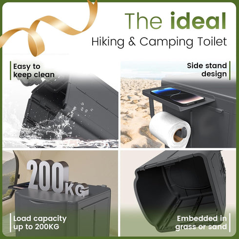 BALLA BALEIN Portable Camping Toilet Kit for Adults, Upgrade Travel Potty Seat with Lid Removable Paper Holder