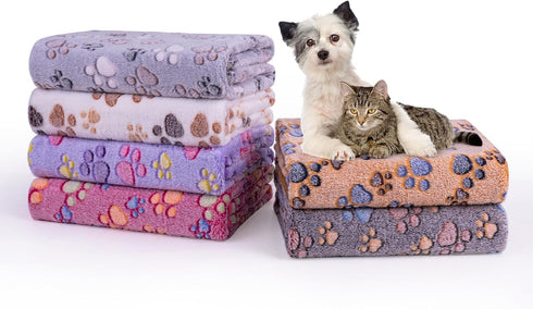 Dono 1 Pack Dog & Cat Blanket, Soft Fluffy Fleece Puppy Blanket, Pink Paw Print Warm Sleep Mat for Pets