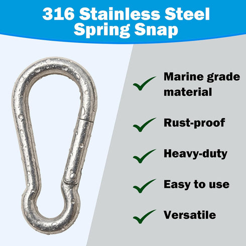 Outmate 316 Hammocks, Marine Grade Stainless Steel Carabiners Heavy Duty, Durable & Rust-Free Clips for Gym, Swing, Dog
