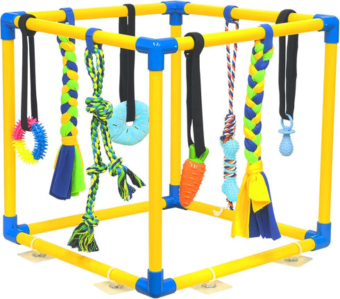 Puppy Play Gym with 8 Hanging Toys for Teething &Chewing, Interactive Activity