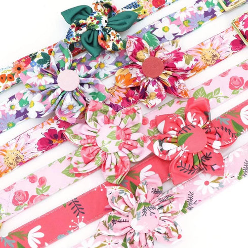 Beirui Cute Girl Dog Collars for Small Medium Large Dogs, Floral Patterns Female Pet Collars with Flower for Wedding
