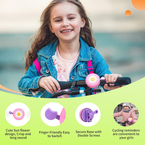 Kids Bike Basket Set, Handwoven Bike Baskets for Children Cycling with Spare Leather Straps and Bell, Easy Install