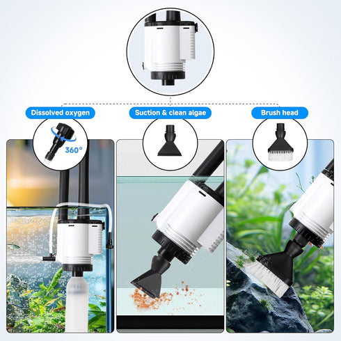 AQQA 8-in-1 Electric Fish Tank Cleaner, Aquarium Gravel Vacuum and Water Changer for Turtle Fish Tank