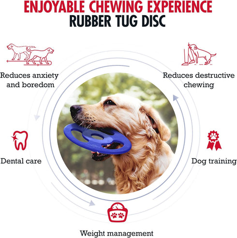 SuperChewy Tough Tug-of-War Flying Disc Toy | Lifetime Replacement | Strong Natural Rubber | Great Tug Disc Fetch Toy for Dogs | Ultra Durable Chew Toy for Aggressive Chewers | for All Breeds