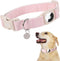 DOGWONG Airtag Dog Collar, Heavy-Duty Cotton Hemp, Pink, with Airtag Holder for Small Medium Large Dogs
