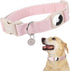 DOGWONG Airtag Dog Collar, Heavy-Duty Cotton Hemp, Pink, with Airtag Holder for Small Medium Large Dogs