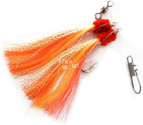 20 Packs 5/0 of Fishing Hooks with Shrimp Flying Rig - Red/Yellow