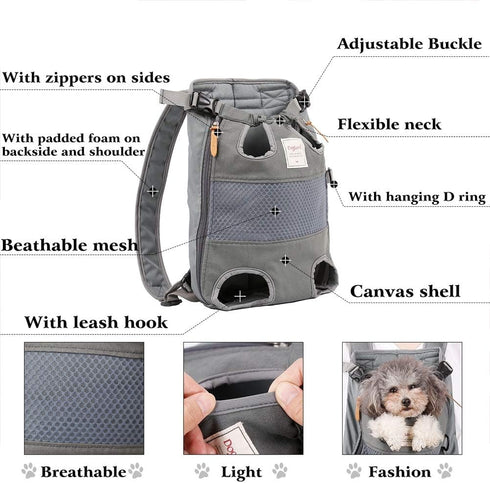 Dog Carrier Backpack for Small Medium Large Dogs - Front-Facing, Airline Approved, Hands-Free Cat Travel Bag for Hiking