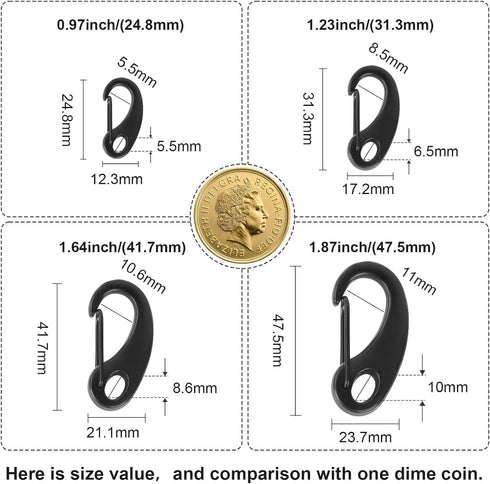 12Pack Carabiner Clips Spring Snap Hook Buckle Clasps for Flag Pole Clips, Marine Clips, Dog Leashes
