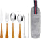 Daily Treasures 6Pcs Stainless Steel Portable Cutlery Set,Wooden Handle Camping Utensils with