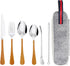 Daily Treasures 6Pcs Stainless Steel Portable Cutlery Set,Wooden Handle Camping Utensils with