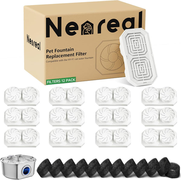 Official 12-Pack Replacement Filters with Pre-Filter Sponges for 108oz/3.2L Automatic Stainless Steel