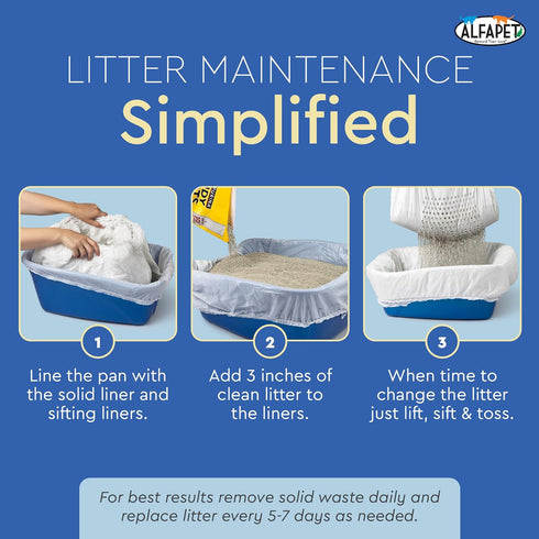 Alfapet Sifting Cat Litter Box Liners - Jumbo 10 Count, Tear-Resistant, Waterproof, Fits X-Large Litterbox