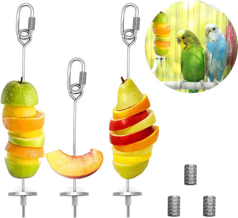 3Pcs Bird Food Holder, Bird Feeder Toy, Stainless Steel Small Animal Fruit