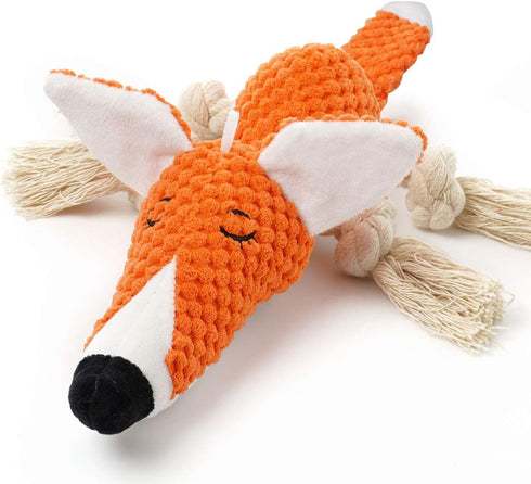 Large Dog Toys, Cute Squeaky Plush Stuffed Animal Chew Toys for Small, Medium, Large Breed (Orange Fox)
