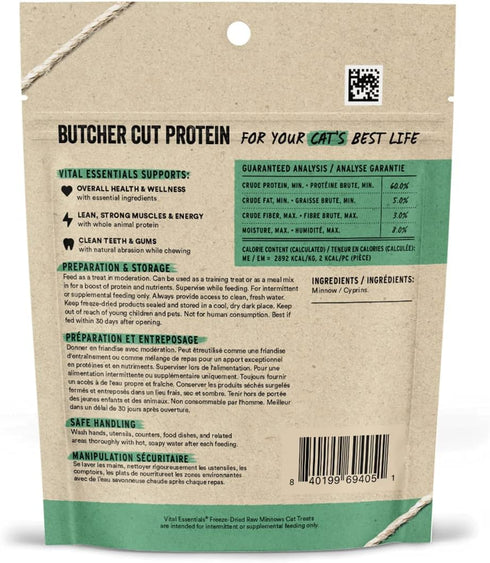 Vital Essentials Freeze Dried Raw Cat Treats, Minnows, 0.5 oz
