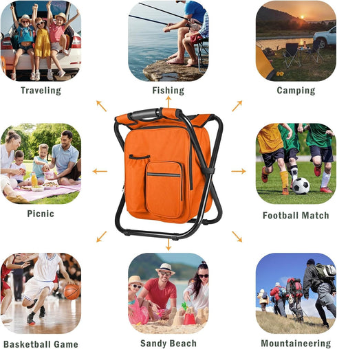 Backpack 300 LBS Backpack Kikerike Stool Cooler Chair Heavy Duty Max Load Portable Lightweight Stool Folding Fishing