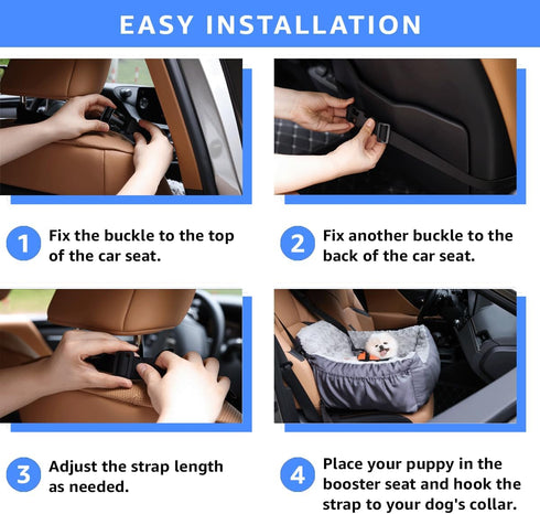 25 lbs, Oiilores Dog Car Seat for Small Dogs, Washable Pet Booster Car Seats with Clip-On Safty Leash, Comfy Deluxe