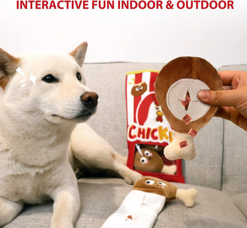 Gigwi Interactive Squeaky Dog Toys - Hide and Seek Puzzle Toy Set for All Breeds, 2-in-1 Dog Toys for Boredom and IQ