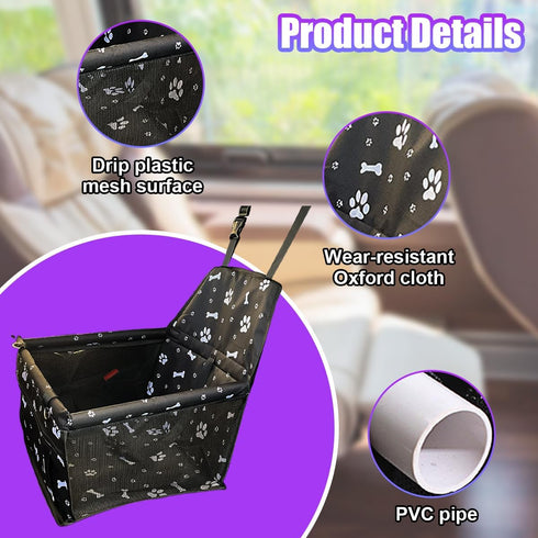 UHANBUT 1PC) Pet Car Seat, Breathable & Waterproof Oxford Dog Car Booster Seats with Seat Belt and Mesh Window