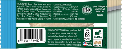 Bonies Natural Breath and Dental Formula, Small-Sized Single Bone - 1 Bone, Chicken Flavor, Low Calories