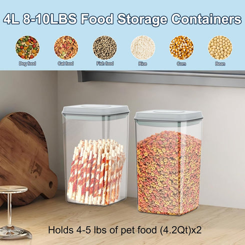 4.2Qt 2Pack 1 1 LEAWALK Airtight Dog Cat Food Storage Container and Dog Treat Containers BPA-Free, PET Clear Stackable