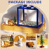 Small Betta Fish Tank, Stackable Mini Aquarium Tank Kit with Aquarium Gravel & Forest Micro Landscape, 0.6 Gallon Acrylic Cube Fish Bowl for Sea Monkeys Shrimp Snails (Blue)