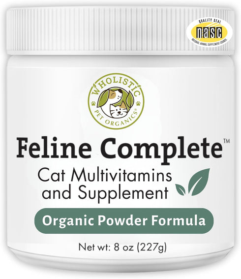 Wholistic Pet Organics Feline Complete, 8 Oz, Multivitamin & Probiotic Powder for Cats, Natural Cat Food & Digestive