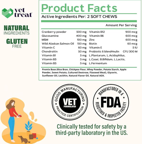 120 Immune VET TREAT Dog Multivitamin Chewable with Glucosamine & Salmon Oil Made USA Puppy & Senior Supplement Chews