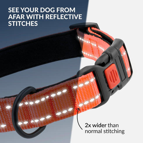 CollarDirect Reflective Dog Collar with Quick Release Buckle for Small, Medium, Large Dogs or Puppies - Nylon Suitable