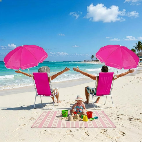 1 Pack 220lbs,Pink Heavy Duty Steel Beach Chair,Beach Chair with Umbrella,Outdoor Folding Chair High Strength Cleanable