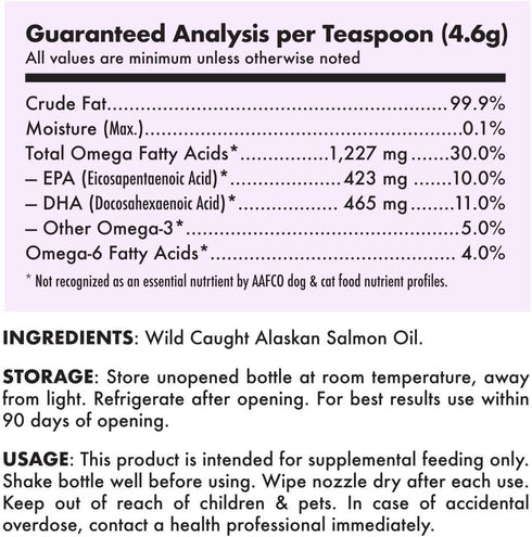 3 6 9 Immune 8 oz Wild Alaskan Salmon Oil for Dogs & Cats - Pure Fish Omega Liquid EPA DHA Fatty Acids - Skin & Coat