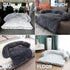 Fluffy Plush Calming Dog Bed Mat with Removable Washable Cover for Large Medium Small Dogs and Cats (Large, Light Grey)