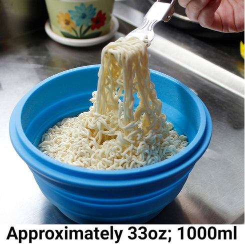 Mr. Peanut's Collapsible Silicone Camping Bowl with Lid & Foldable Fork for Outdoor Use