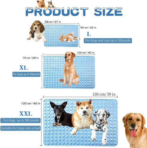 MICROCOSMOS Summer Cooling Mat & Sleeping Pad - Water Absorption Top, Safe Materials, Easy Carry, EZ Clean, Blue, 59" x