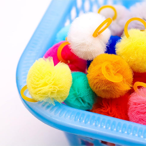 100pcs Small Pet Dog Hair Bows, Cute Round Puff Ball Pom Pom Bows with Rubber Bands for Dog Grooming